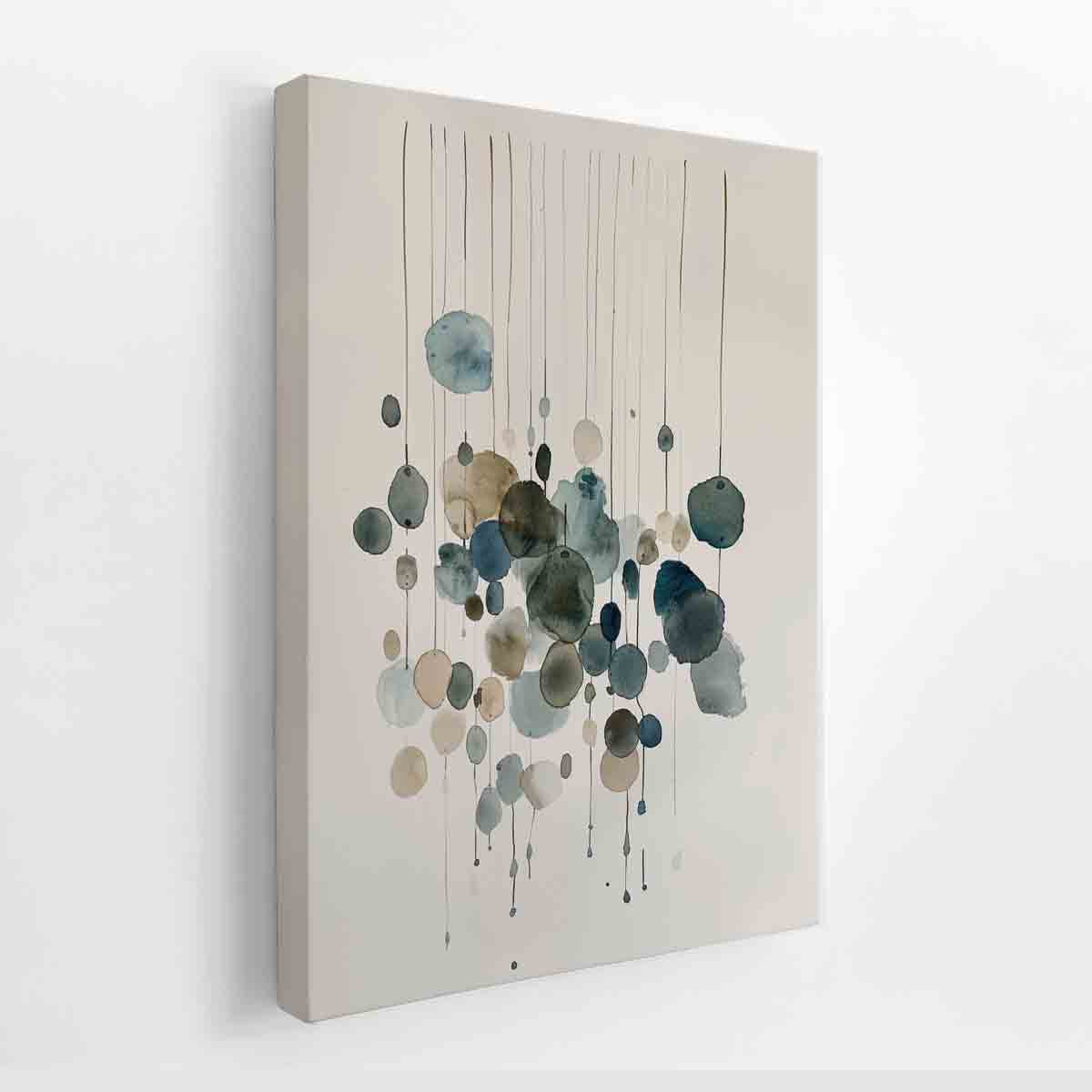 Minimal abstract watercolor circle canvas art for calm modern bedroom decor.