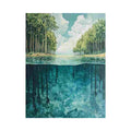 Peaceful lake and forest reflection canvas art for modern living room decor.