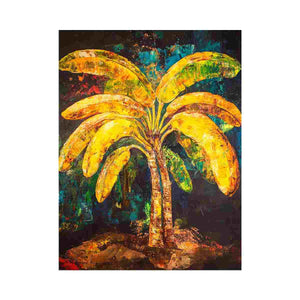 Vibrant tropical palm canvas art for bold modern living room decor.