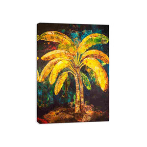 Vibrant tropical palm canvas art for bold modern living room decor.