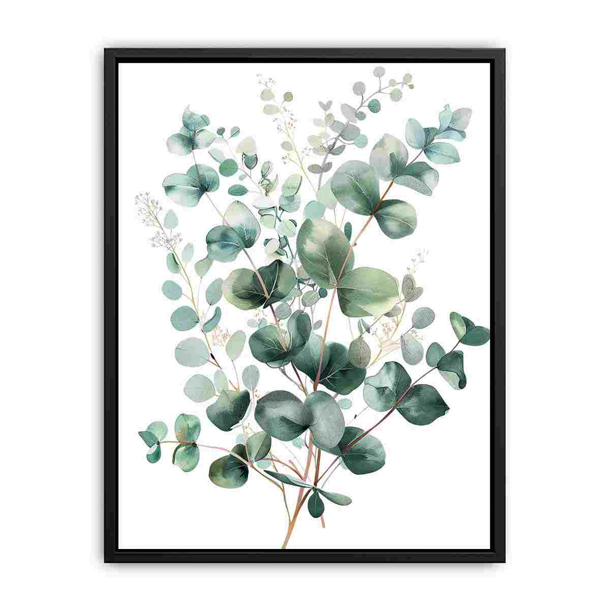 Soft eucalyptus botanical canvas art for calm bedroom decor.