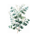 Soft eucalyptus botanical canvas art for calm bedroom decor.