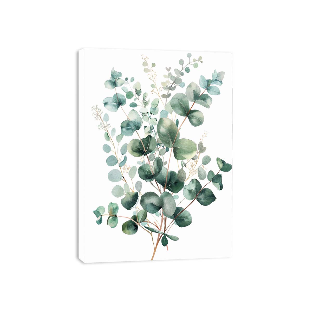 Soft eucalyptus botanical canvas art for calm bedroom decor.