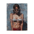 Bold figurative canvas art for contemporary bedroom decor.