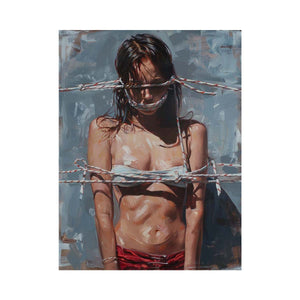 Bold figurative canvas art for contemporary bedroom decor.