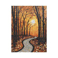 Warm autumn forest path mosaic canvas art for cozy hallway decor.