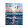 Seabird sunset ocean canvas art for peaceful coastal bedroom decor.