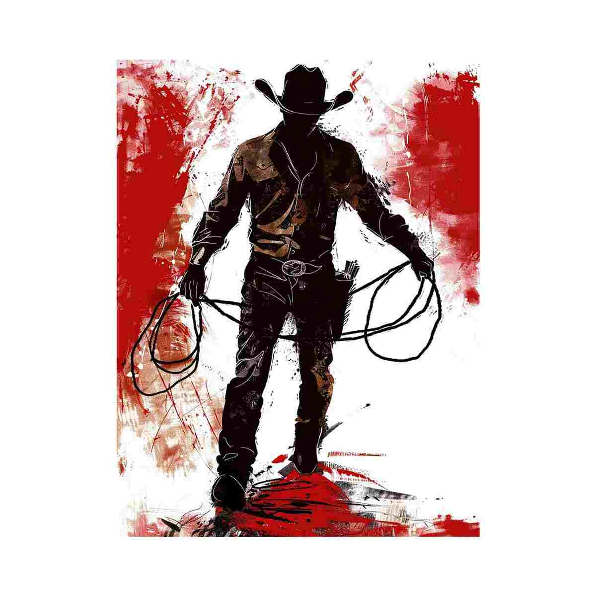 Bold western cowboy silhouette wall art for modern rustic office decor.