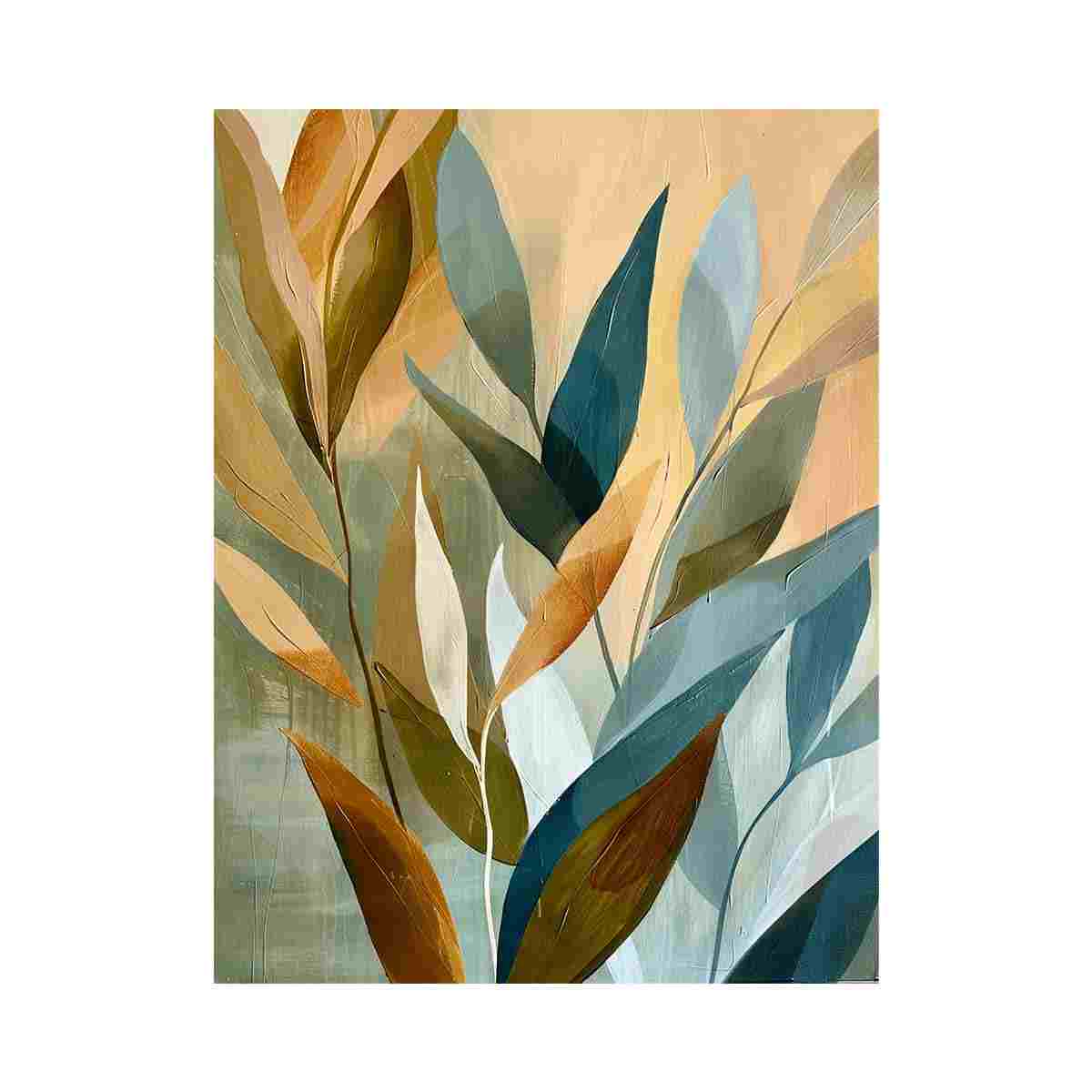 Modern eucalyptus botanical canvas art for calm bedroom decor.