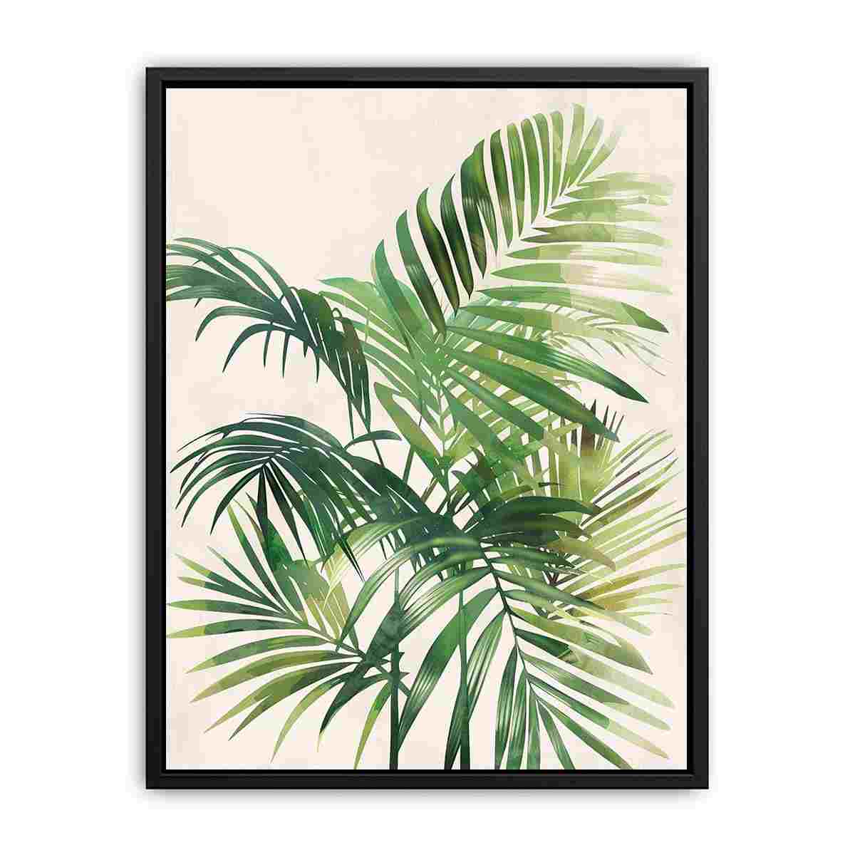 Tropical palm leaf canvas art for fresh coastal bedroom decor.