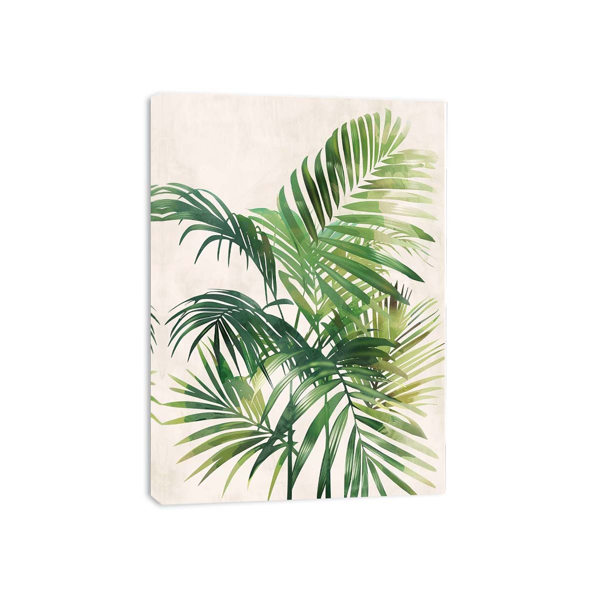 Tropical palm leaf canvas art for fresh coastal bedroom decor.