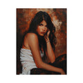 Luxury female portrait canvas art for elegant bedroom decor.