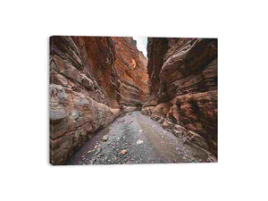Desert canyon photography canvas art for earthy living room decor.