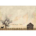 vintage farmstead silhouette canvas print