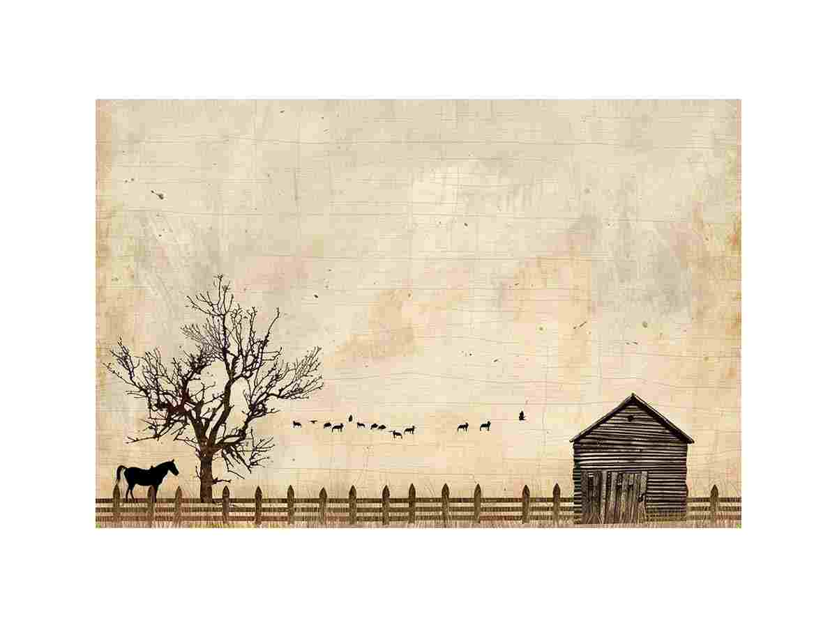 vintage farmstead silhouette canvas print