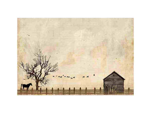 vintage farmstead silhouette canvas print