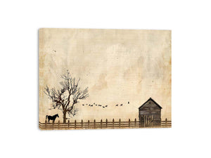 vintage farmstead silhouette canvas print