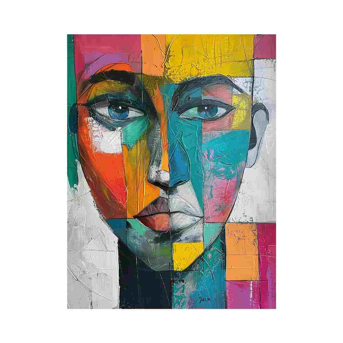cubist colorblock face canvas print