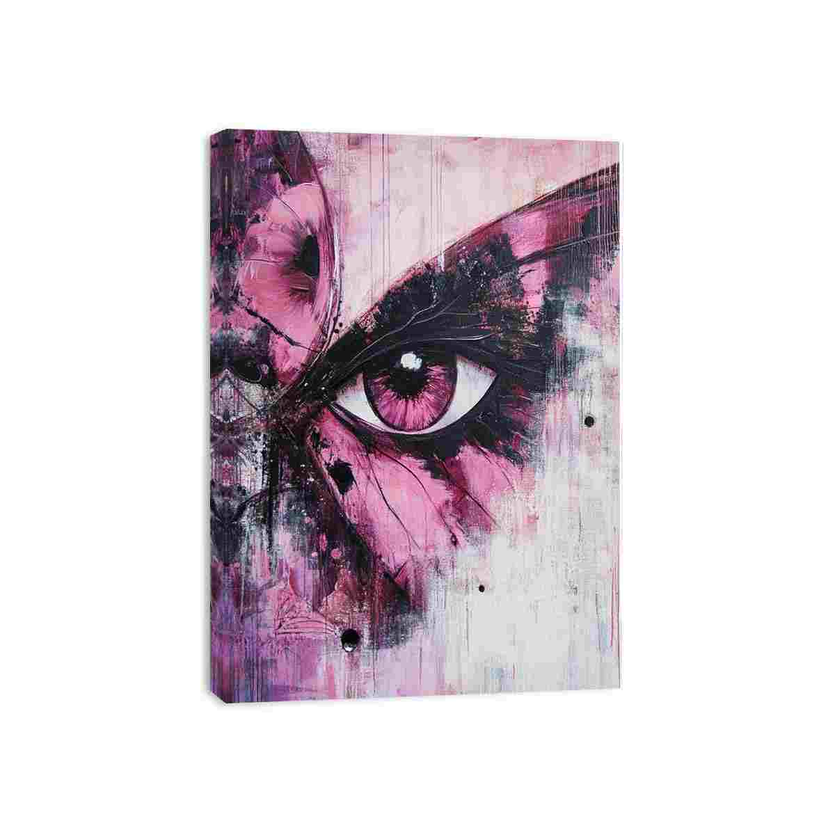 Abstract pink eye painting with expressive brush textures for modern living room and luxury interior decor.