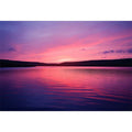 Panoramic pink sunset lake landscape canvas art for modern living room and peaceful luxury interior decor.