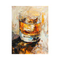 Abstract whiskey glass canvas art for luxury home bar or dining room decor.