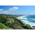 Coastal city beach photography for modern living room or office wall decor.