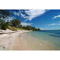 Turquoise beach canvas art for serene coastal bedroom or bathroom decor.