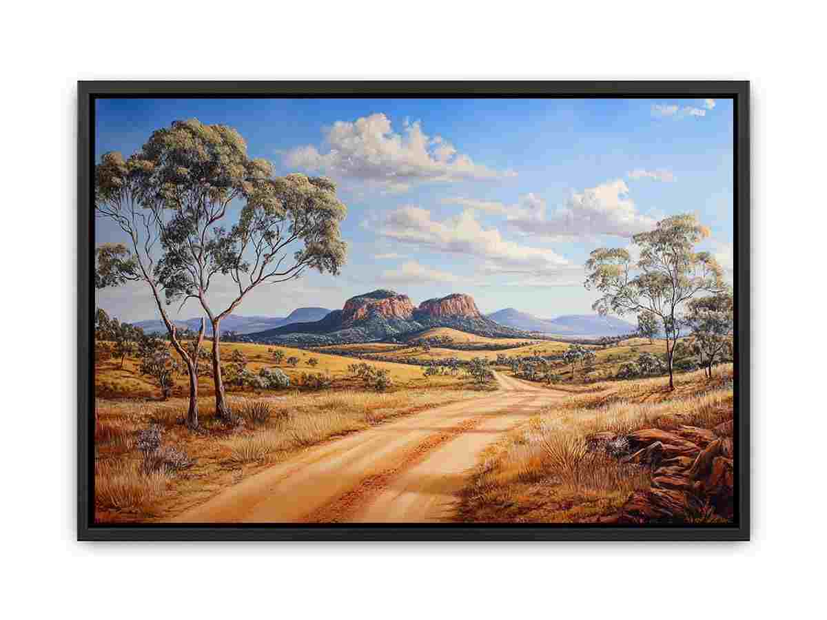 Australian outback landscape canvas art for rustic living room or office decor.