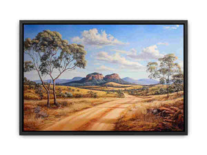 Australian outback landscape canvas art for rustic living room or office decor.