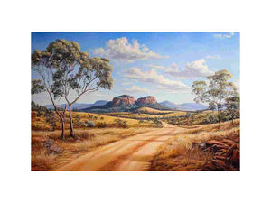 Australian outback landscape canvas art for rustic living room or office decor.
