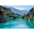 Turquoise mountain river canvas art for refreshing living room or office decor.