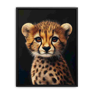 Cute baby cheetah portrait canvas art for nursery or kids room decor.
