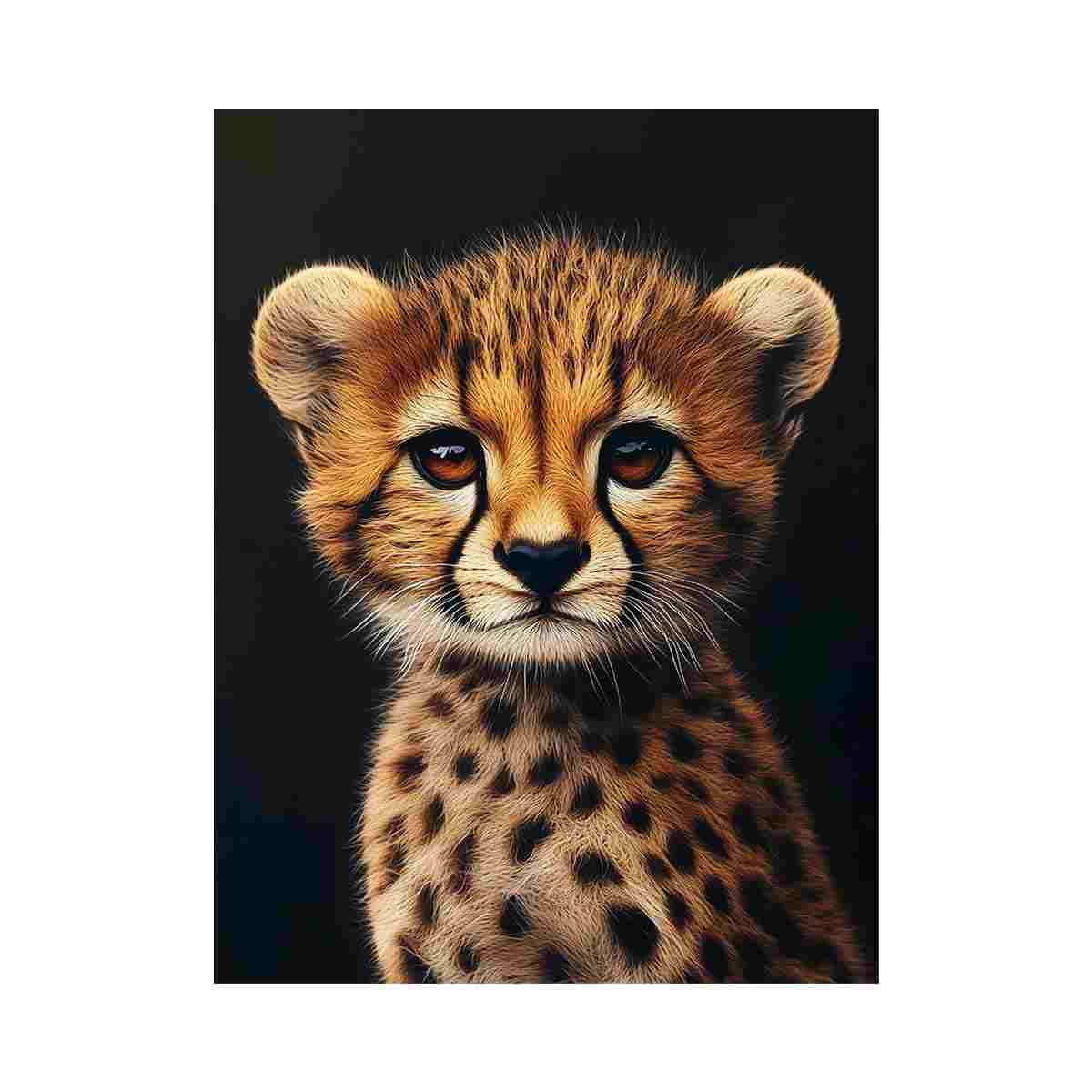 Cute baby cheetah portrait canvas art for nursery or kids room decor.