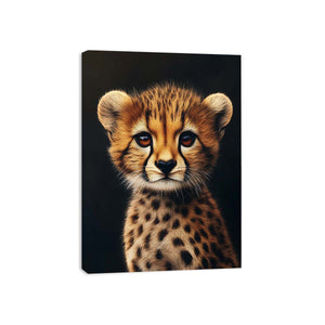 Cute baby cheetah portrait canvas art for nursery or kids room decor.
