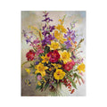 Vintage floral bouquet canvas art with lilies for elegant dining room decor.