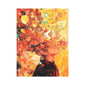 Vibrant floral woman portrait canvas art for bold modern living room decor.