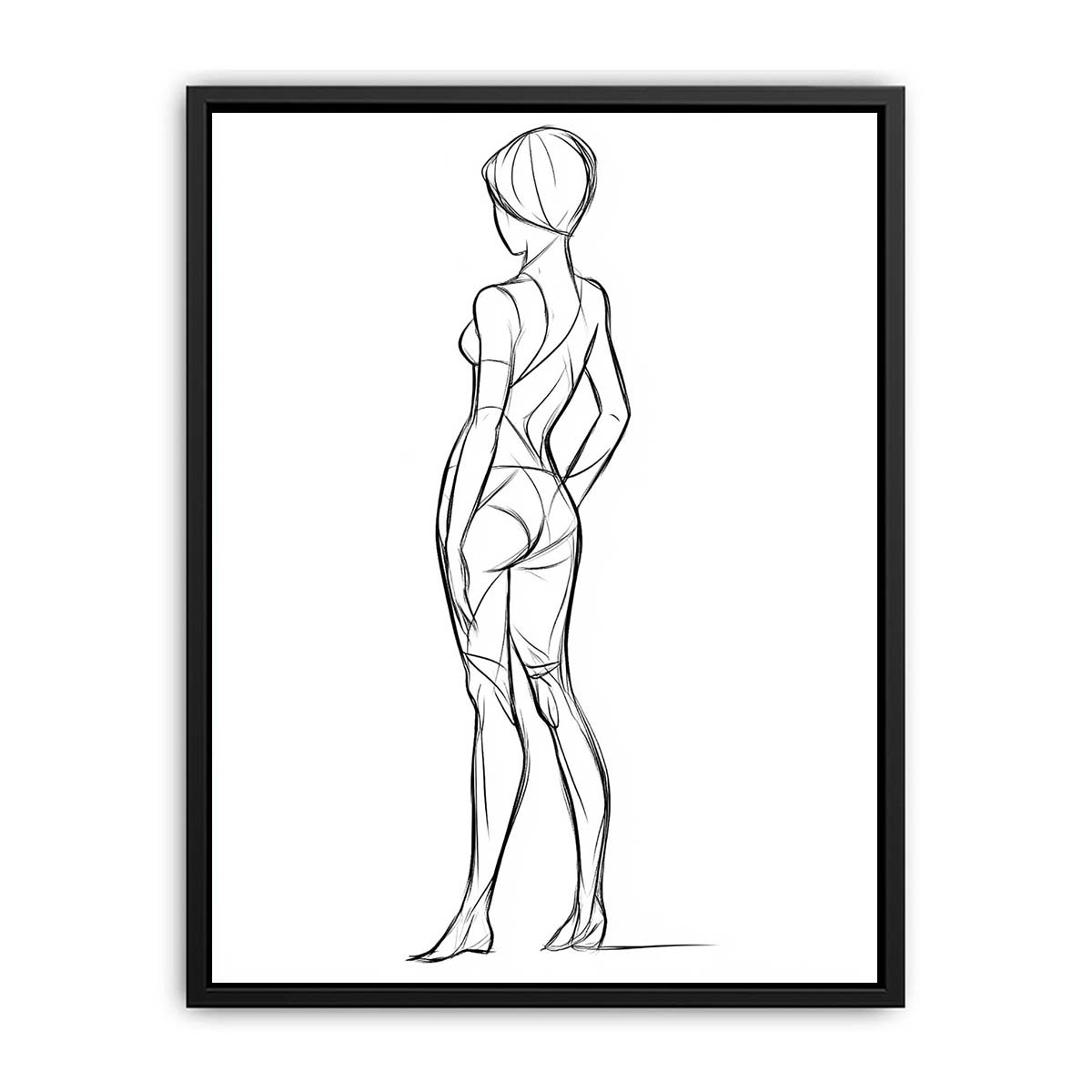 Minimalist female figure line art canvas print for elegant bedroom decor.