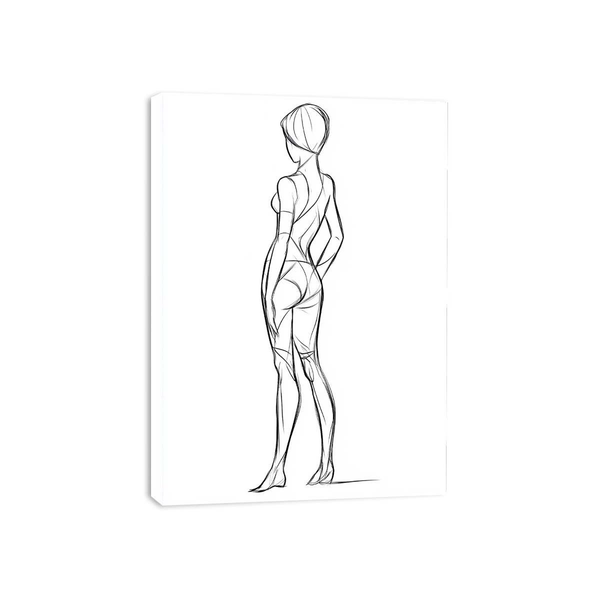 Minimalist female figure line art canvas print for elegant bedroom decor.
