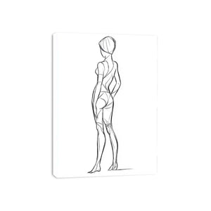Minimalist female figure line art canvas print for elegant bedroom decor.