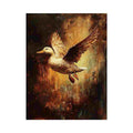Flying duck artwork with warm rustic texture for living room decor.