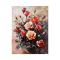 Red and cream rose bouquet canvas art for romantic bedroom decor.