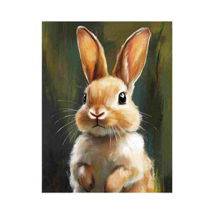 Cute rabbit canvas print with green background for nursery wall decor.