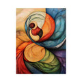 Colourful abstract spiral canvas art for modern living room decor.