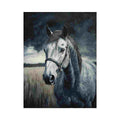 Moody grey horse portrait canvas art for sophisticated office or living room decor.