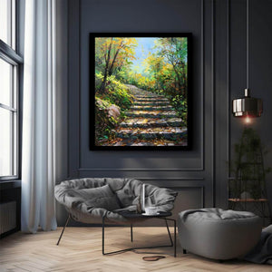 Sunlit Woodland Steps