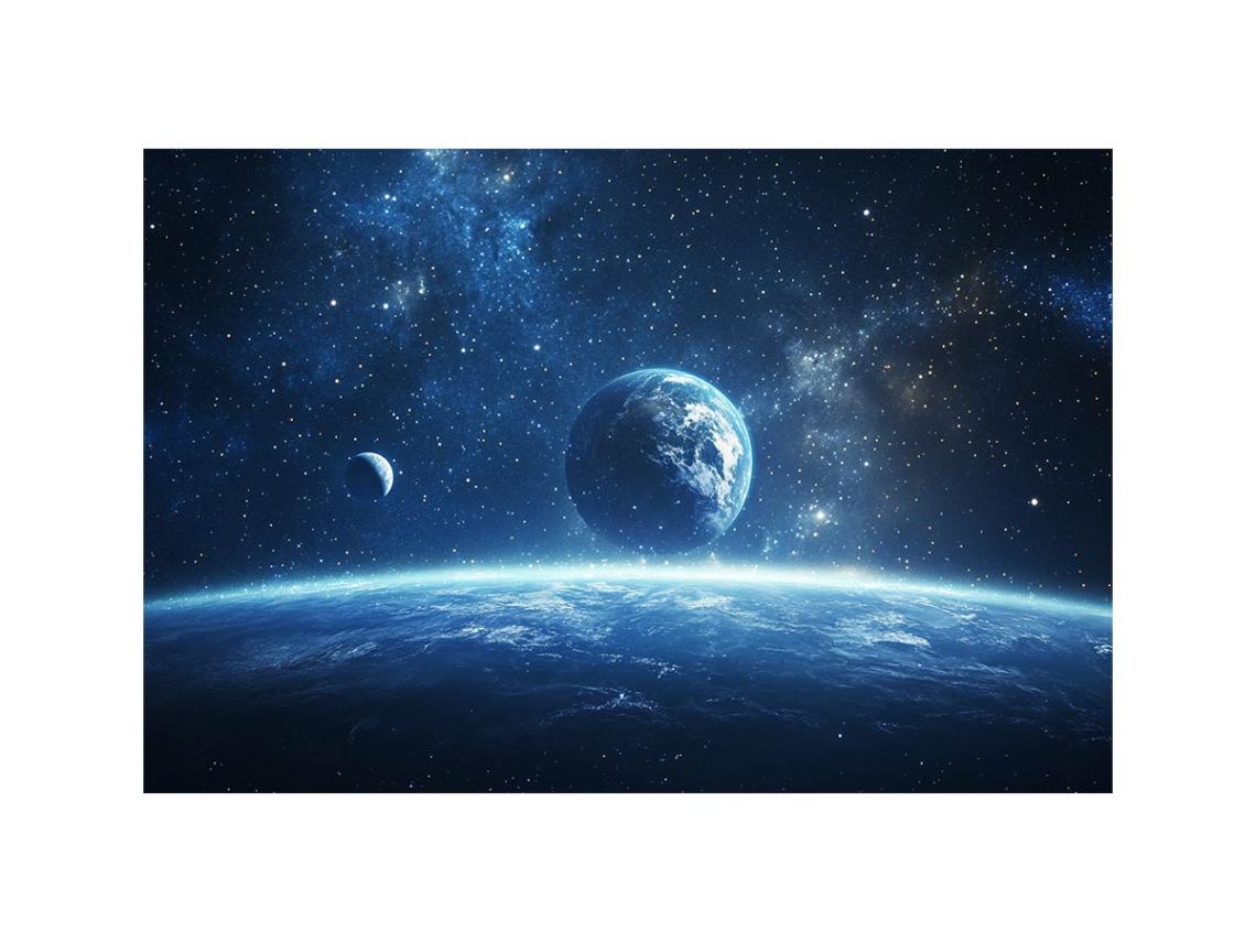 Deep space planet canvas art for modern living room decor.