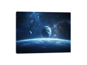 Deep space planet canvas art for modern living room decor.