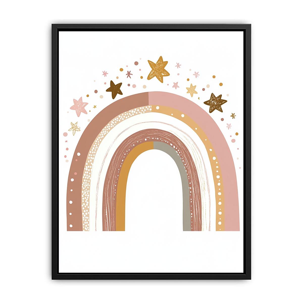 Golden Star Rainbow artwork for modern nursery bedroom and living room decor