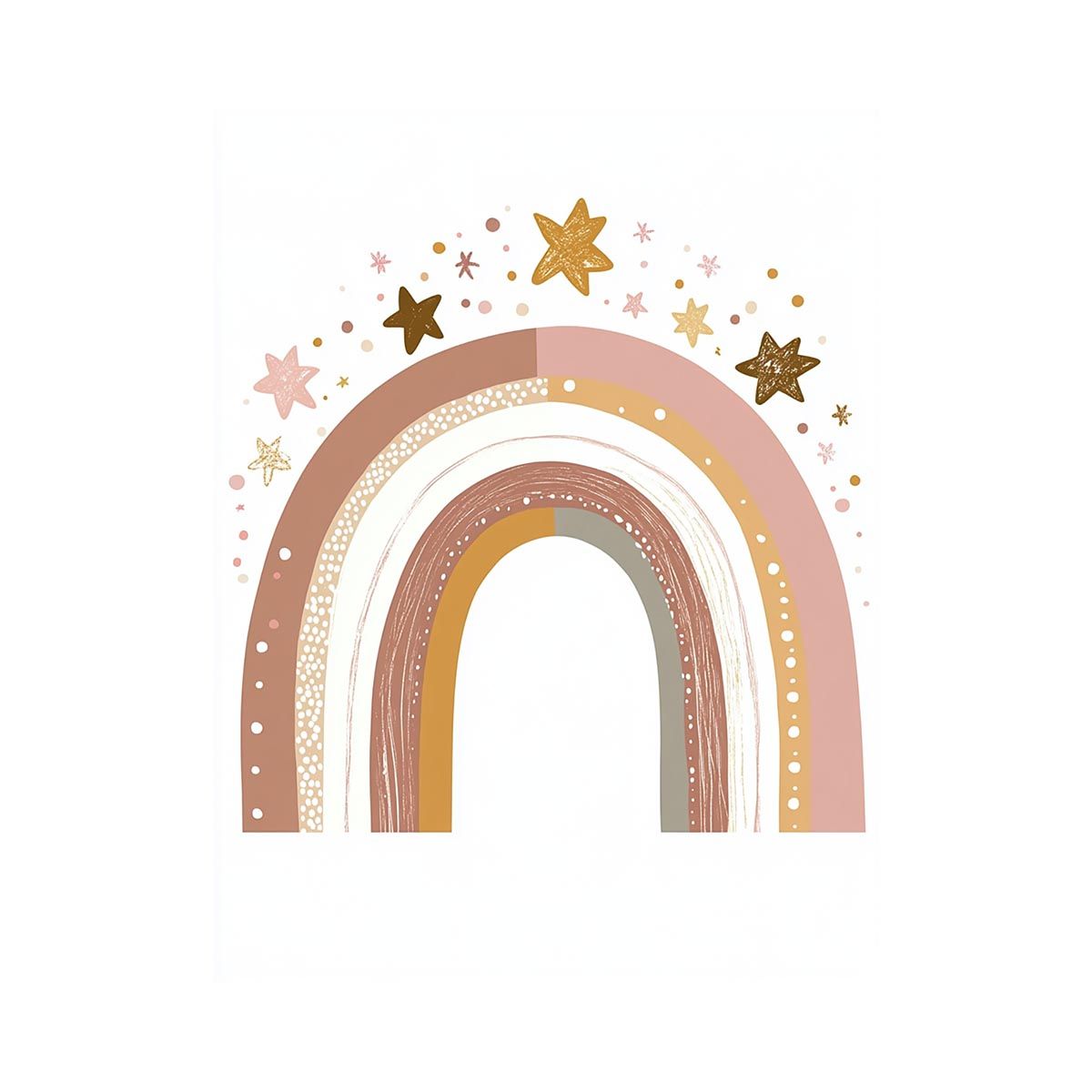 Golden Star Rainbow artwork for modern nursery bedroom and living room decor
