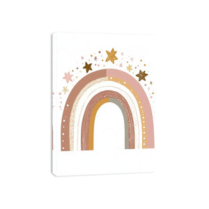 Golden Star Rainbow artwork for modern nursery bedroom and living room decor